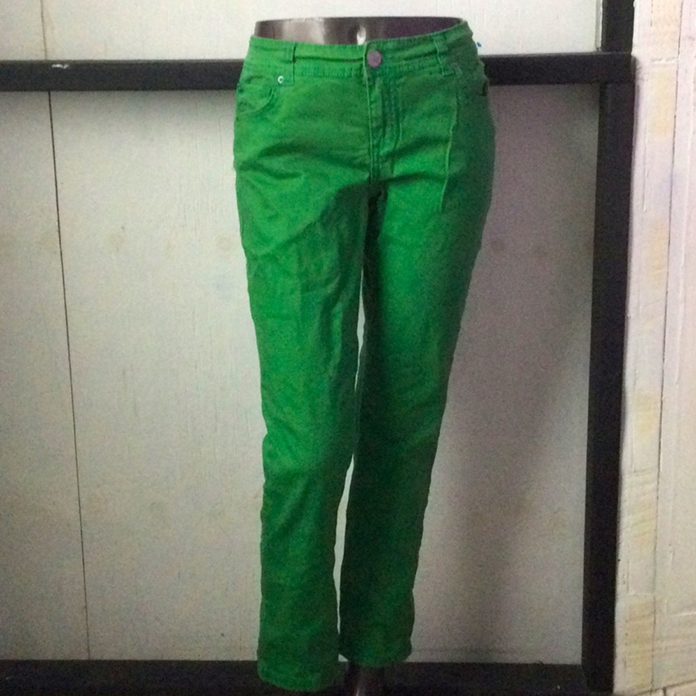 INC Denim green skinny leg mid to high rise jean jeggings